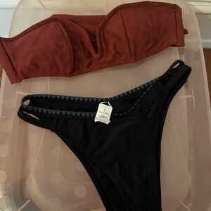 Red and Black Bikini Set